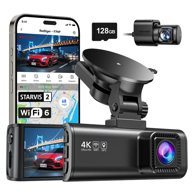 REDTIGER F7NP – 4K Dashcam mit Front- und Heckkamera, GPS & WLAN